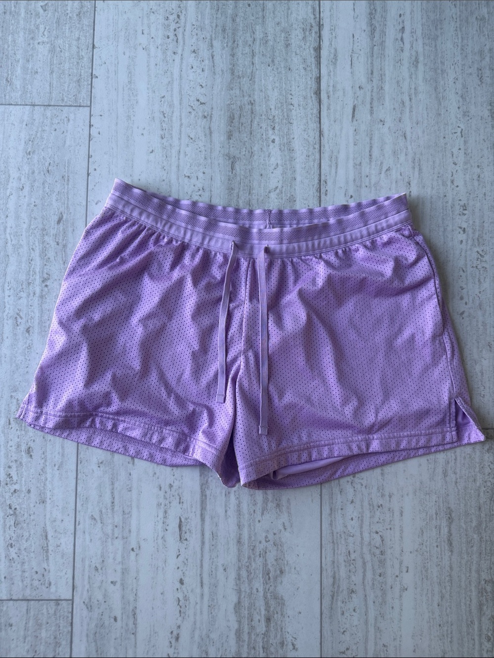 Women's Lavender Athletic Mesh Drawstring Shorts